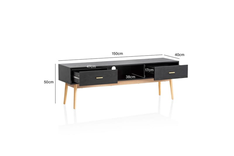 Lowboard Wohnling Ek folierad 2 lådor modern med förvaring modern - Möbler - Vardagsrum - Tv-möbler & mediamöbler - Tv-skåp