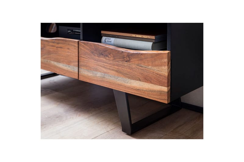 Lowboard Wohnling Massivt trä med 2 dörrar 1 låda träd kant lantlig stil - Möbler - Vardagsrum - Tv-möbler & mediamöbler - Tv-skåp