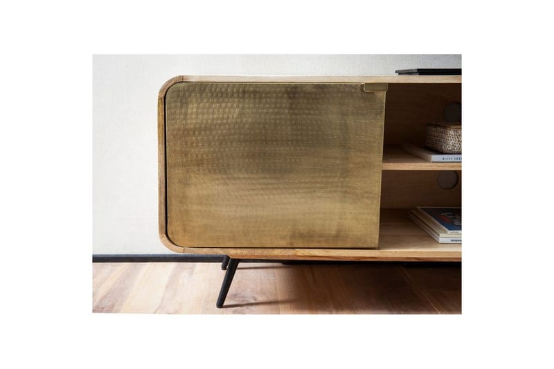 Lowboard Wohnling Massivt trä med 2 metall dörrar förvaringsbrickor industriell - Möbler - Vardagsrum - Tv-möbler & mediamöbler - Tv-skåp