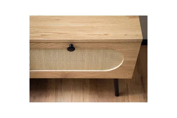 Lowboard Wohnling Melaminbelagd MDF-ekoptik, rottingfront, 2 lådor, metallben Modern - Möbler - Vardagsrum - Tv-möbler & mediamöbler - Tv-bänkar