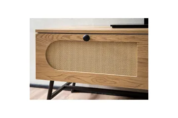 Lowboard Wohnling Melaminbelagd MDF-ekoptik, rottingfront, 2 lådor, metallben Modern - Möbler - Vardagsrum - Tv-möbler & mediamöbler - Tv-bänkar