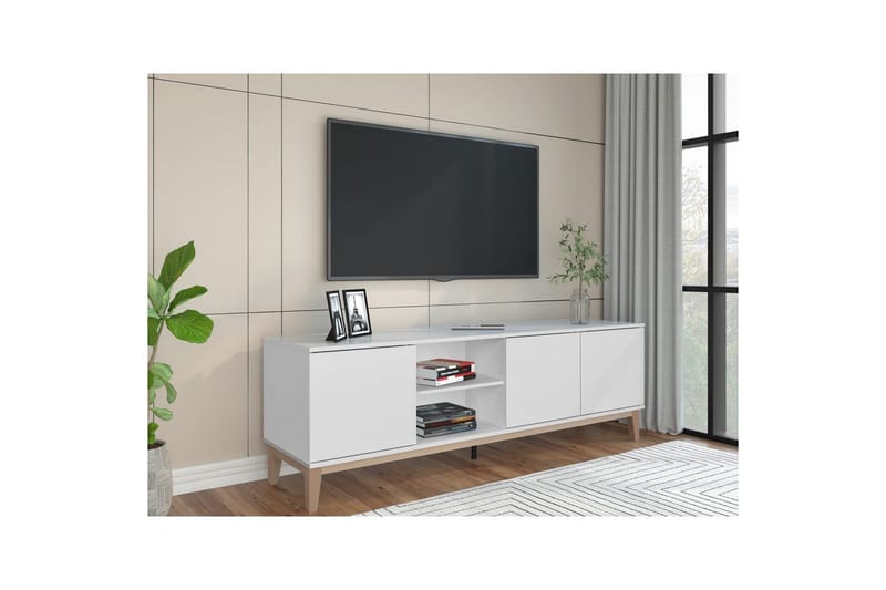 Lowboard Pelle Vit/Wotan ek - Vit/Wotan ek - Möbler - Vardagsrum - Tv-möbler & mediamöbler - Tv-bänkar