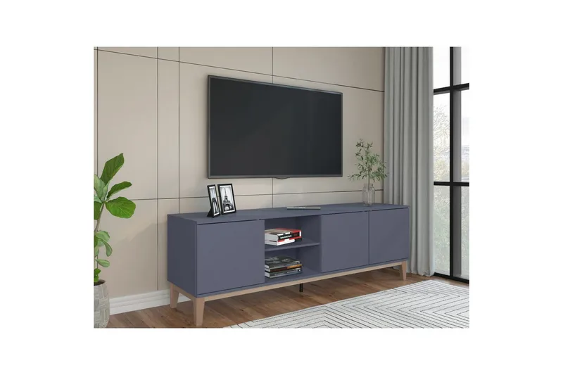Lowboard Pelle Grå/Wotan Ek - Grå/Wotan Ek - Möbler - Vardagsrum - Tv-möbler & mediamöbler - Tv-bänkar