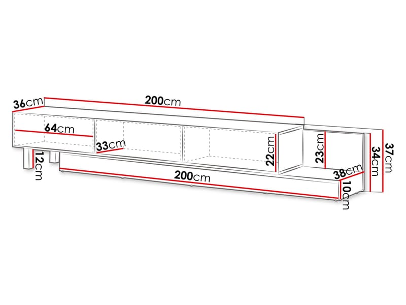 Lungö Tv-bänk 320 cm - brun och svart - Möbler - Vardagsrum - Tv-möbler & mediamöbler - Tv-bänkar