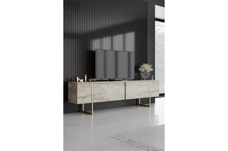 Luxe Tv-bänk 180 cm - Beige/Guld - Möbler - Vardagsrum - Tv-möbler & mediamöbler - Tv-bänkar
