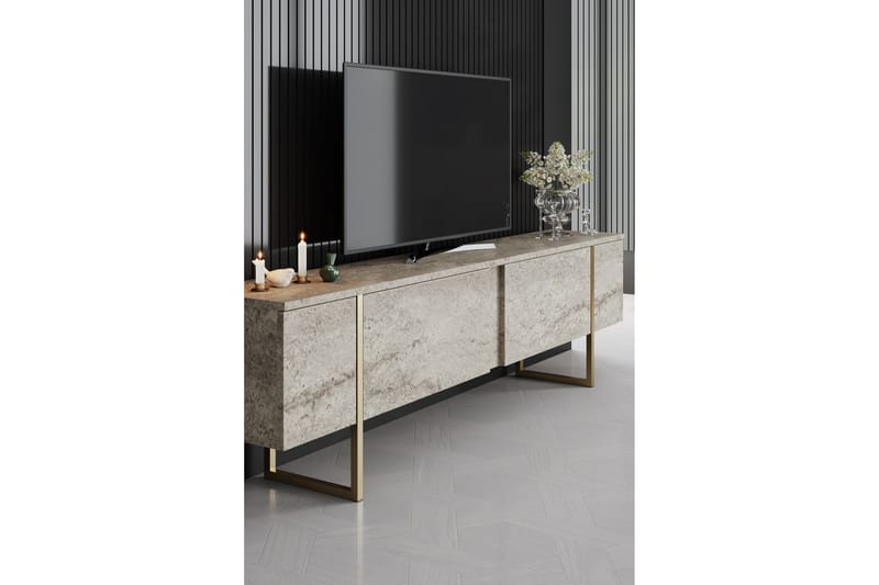 Luxe Tv-bänk 180 cm - Beige/Guld - Möbler - Vardagsrum - Tv-möbler & mediamöbler - Tv-bänkar