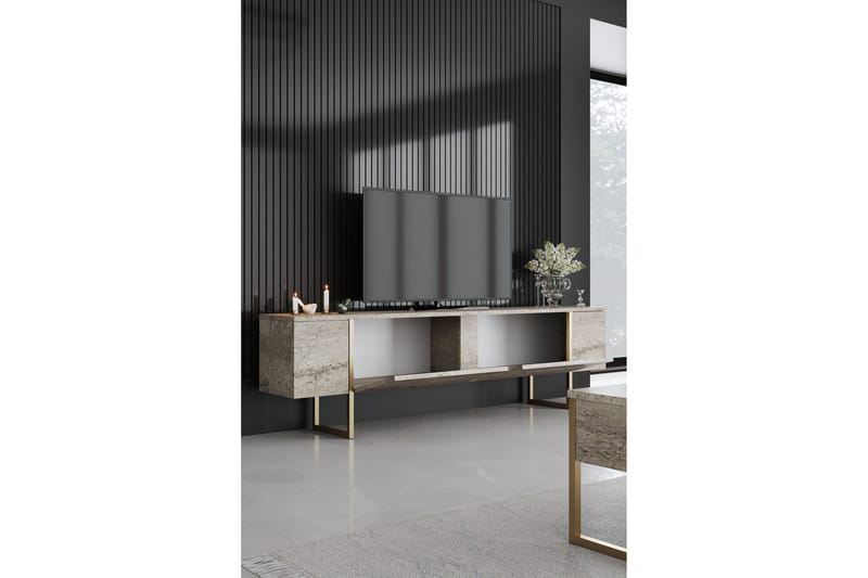 Luxe Tv-bänk 180 cm - Beige/Guld - Möbler - Vardagsrum - Tv-möbler & mediamöbler - Tv-bänkar