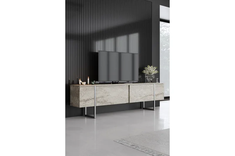 Luxe Tv-bänk 180 cm - Beige/Silver - Möbler - Vardagsrum - Tv-möbler & mediamöbler - Tv-bänkar