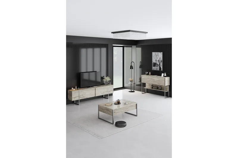 Luxe Tv-bänk 180 cm - Beige/Silver - Möbler - Vardagsrum - Tv-möbler & mediamöbler - Tv-bänkar