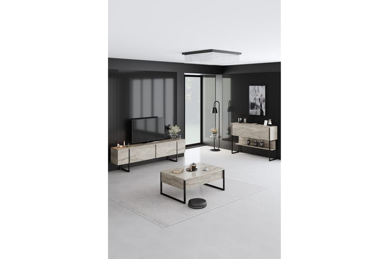 Luxe Tv-bänk 180 cm - Beige/Svart - Möbler - Vardagsrum - Tv-möbler & mediamöbler - Tv-bänkar