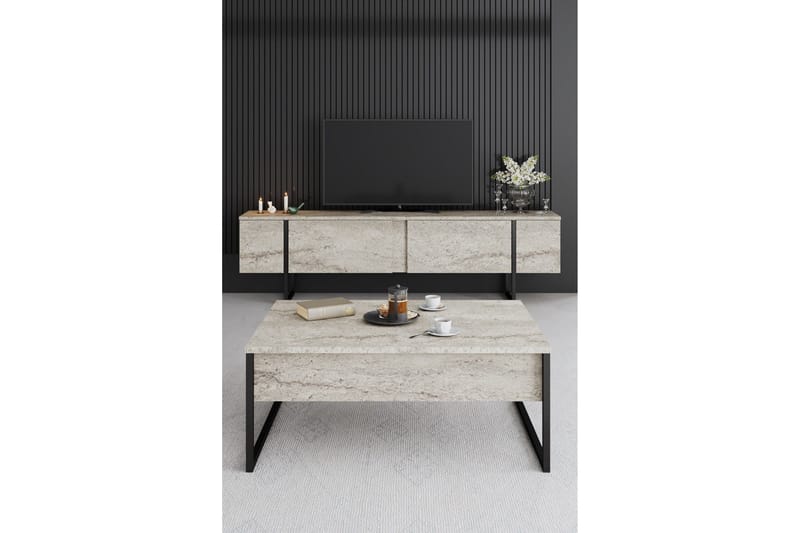 Luxe Tv-bänk 180 cm - Beige/Svart - Möbler - Vardagsrum - Tv-möbler & mediamöbler - Tv-bänkar