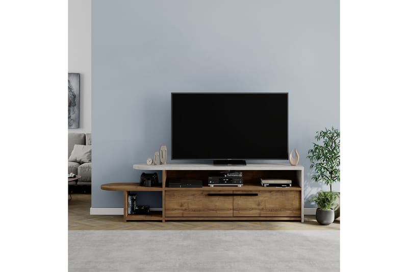 LYRA Tv-bänk 167x33 cm Blå/Brun - Möbler - Vardagsrum - Tv-möbler & mediamöbler - Tv-bänkar