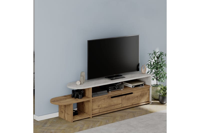 LYRA Tv-bänk 167x33 cm Blå/Brun - Möbler - Vardagsrum - Tv-möbler & mediamöbler - Tv-bänkar