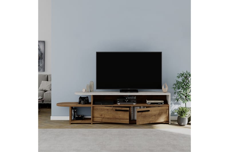 LYRA Tv-bänk 167x33 cm Blå/Brun - Möbler - Vardagsrum - Tv-möbler & mediamöbler - Tv-bänkar