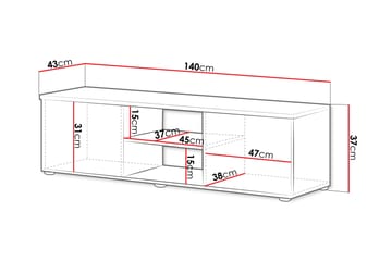 Lyrosen Golvstående TV Bänk 140 cm med Förvaring i Målat Trä - Beige - Möbler - Vardagsrum - Tv-möbler & mediamöbler - Tv-bänkar