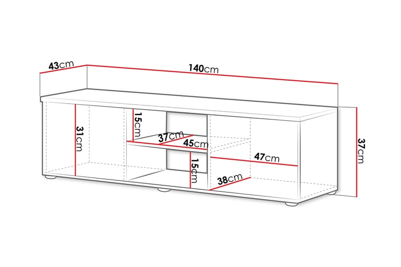 Lyrosen Golvstående TV Bänk 140 cm med Förvaring i Målat Trä - Beige - Möbler - Vardagsrum - Tv-möbler & mediamöbler - Tv-bänkar