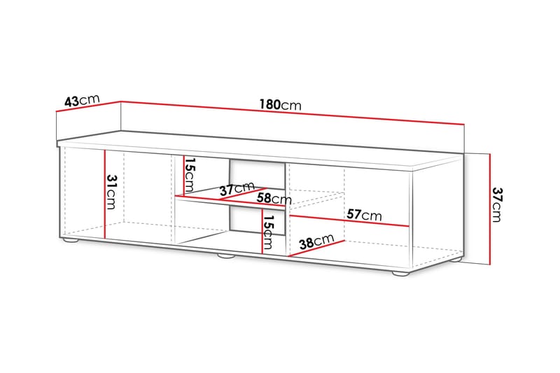 Lyrosen Golvstående TV Bänk 180 cm med Förvaring i Målat Trä - Beige - Möbler - Vardagsrum - Tv-möbler & mediamöbler - Tv-bänkar