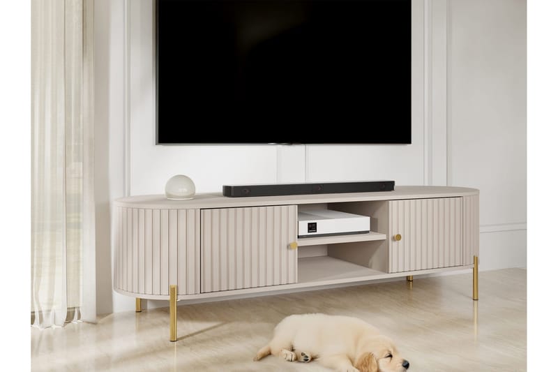 Maggio Golvstående TV Bänk 175 cm med Förvaring i Målat Trä - Beige - Möbler - Vardagsrum - Tv-möbler & mediamöbler - Tv-bänkar