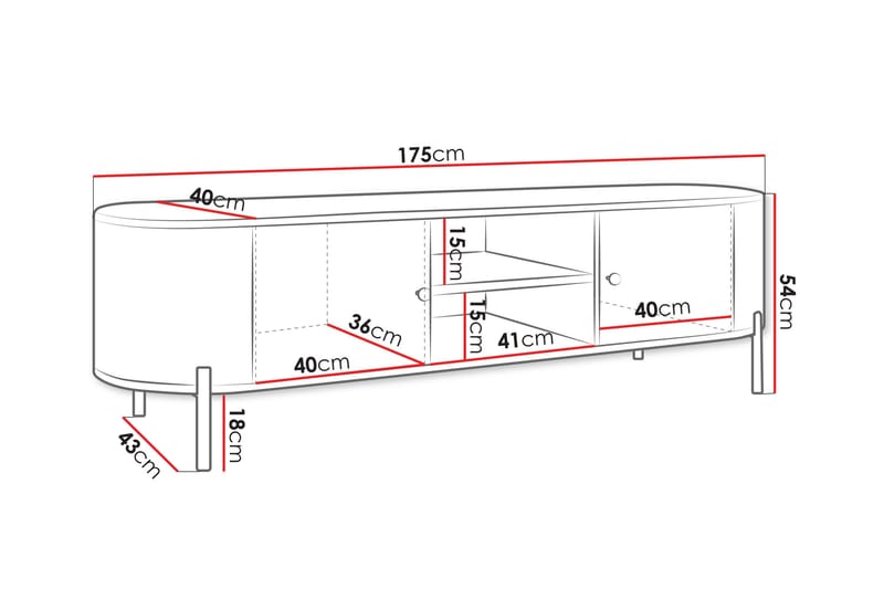 Maggio Tv-bänk 175x43 cm - Beige - Möbler - Vardagsrum - Tv-möbler & mediamöbler - Tv-bänkar