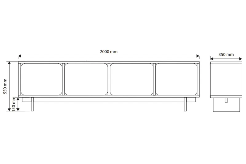 Marinport Tv-bänk 200 cm - Beige - Möbler - Vardagsrum - Tv-möbler & mediamöbler - Tv-bänkar