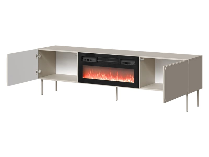 Marros Tv-bänk 200 cm med Elkamin - Beige - Möbler - Vardagsrum - Tv-möbler & mediamöbler - Tv-bänkar