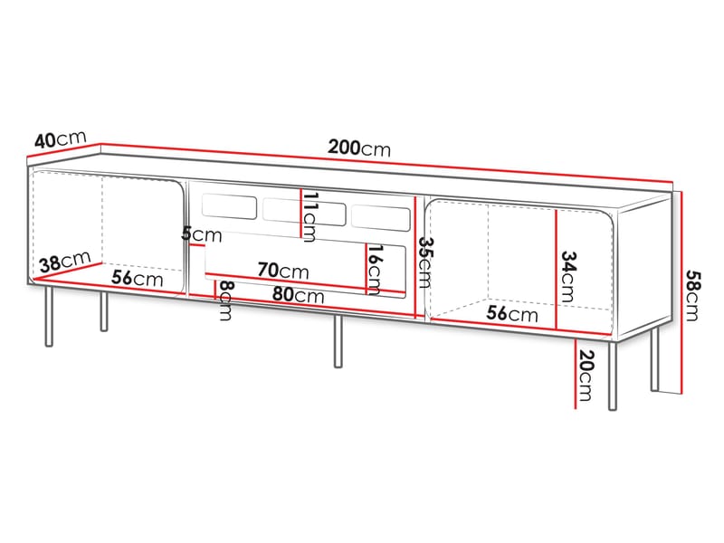 Marros Tv-bänk 200 cm med Elkamin - Beige - Möbler - Vardagsrum - Tv-möbler & mediamöbler - Tv-skåp