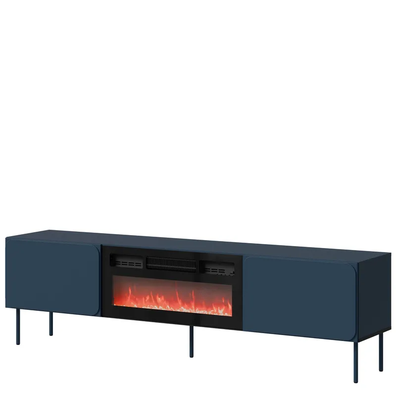 Marros Tv-bänk 200 cm med Elkamin, Blå