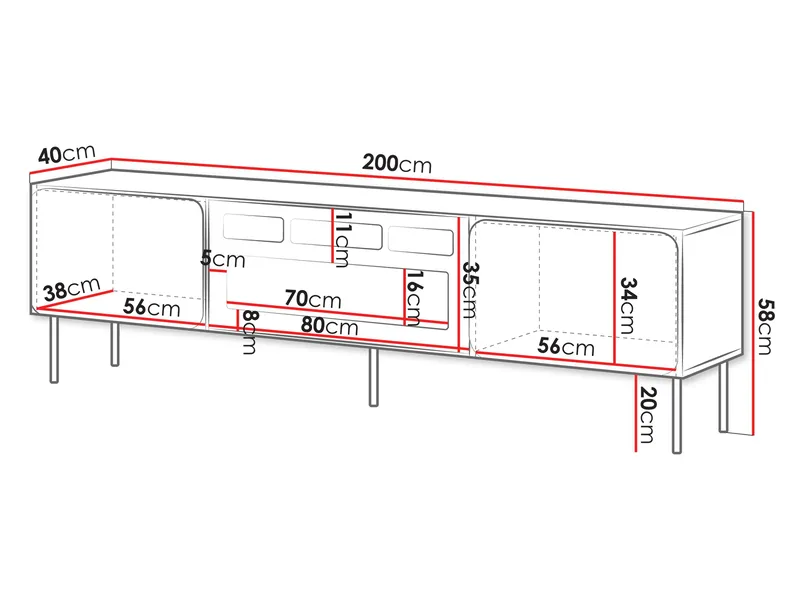 Marros Tv-bänk 200 cm med Elkamin - Blå - Möbler - Vardagsrum - Tv-möbler & mediamöbler - Tv-skåp