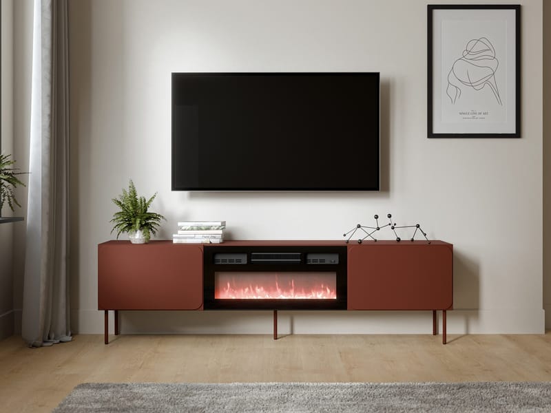 Marros Tv-bänk 200 cm med Elkamin - Toskanskt röd - Möbler - Vardagsrum - Tv-möbler & mediamöbler - Tv-bänkar