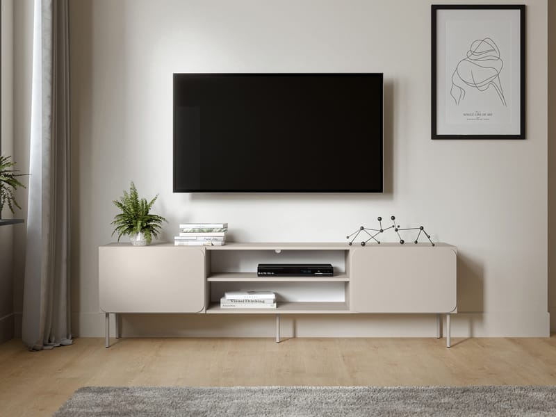 Marros Tv-bänk 200 cm med hyllor - Beige - Möbler - Vardagsrum - Tv-möbler & mediamöbler - Tv-bänkar