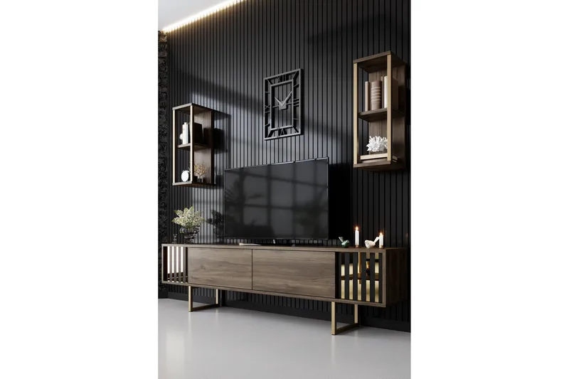 Masatomo Tv-bänk 180 cm - Valnöt/Svart - Möbler - Vardagsrum - Tv-möbler & mediamöbler - Tv-bänkar