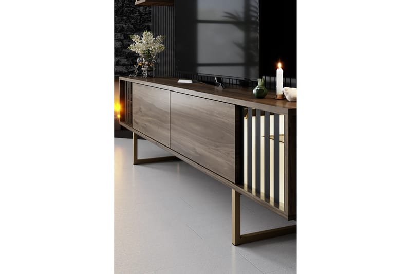 Masatomo Tv-bänk 180 cm - Valnöt/Svart - Möbler - Vardagsrum - Tv-möbler & mediamöbler - Tv-bänkar