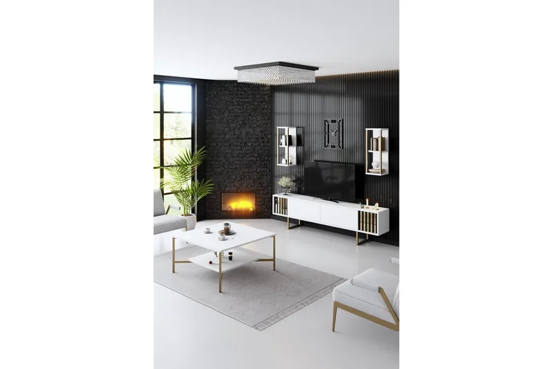 Masatomo Tv-bänk 180 cm - Vit/Svart - Möbler - Vardagsrum - Tv-möbler & mediamöbler - Tv-bänkar