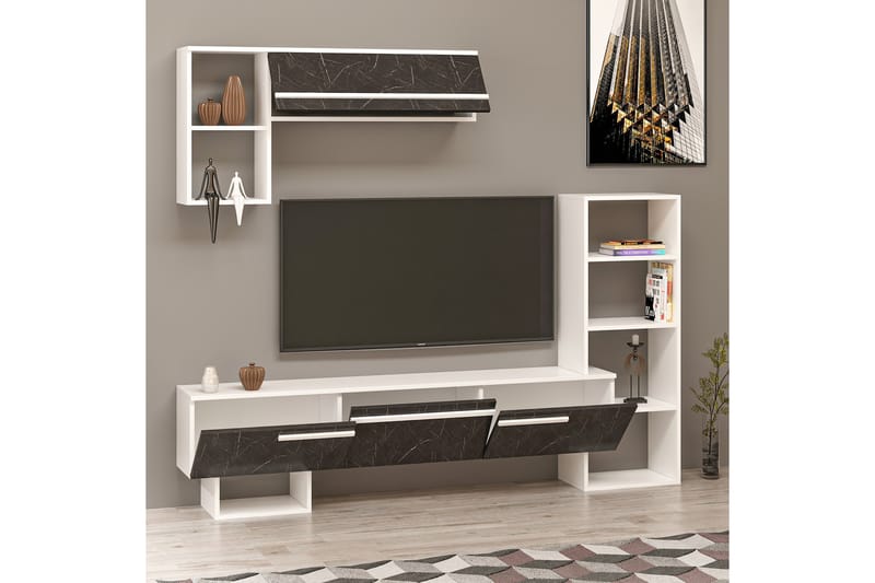 MEGA Tv-möbelset 120x22 cm Vit/Svart - Tv-möbelset