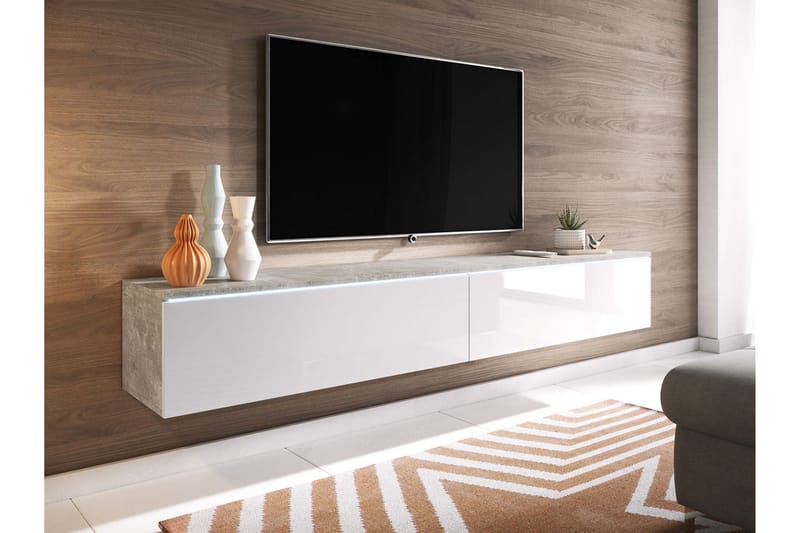 MEILLAC TV-bänk 180 cm LED-belysning Vit|Grå|Vit LED - Tv-bänkar