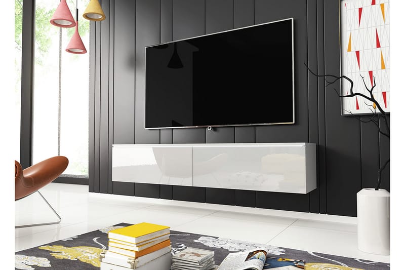 MEILLAC TV-bänk LED-belysning Vit/Vit LED - Tv-skåp