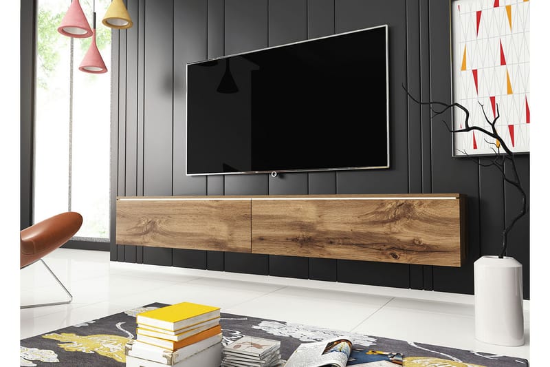 MEILLAC Tv-skåp 180 cm Vit LED Ljus Natur - Tv-skåp