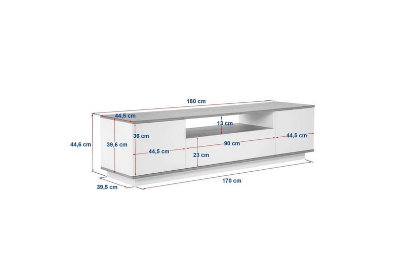 Meni Tv-bänk 180 cm - Vit/Brun - Möbler - Vardagsrum - Tv-möbler & mediamöbler - Tv-bänkar