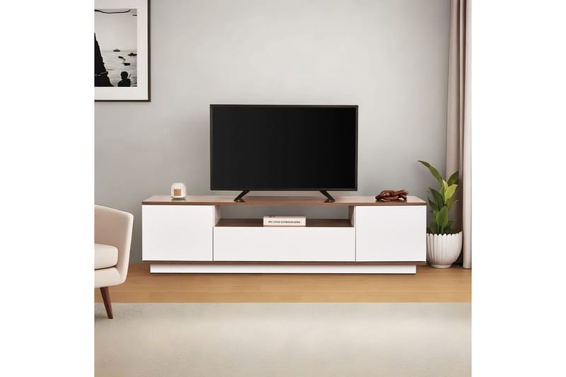 Meni Tv-bänk 180 cm - Vit/Brun - Möbler - Vardagsrum - Tv-möbler & mediamöbler - Tv-bänkar