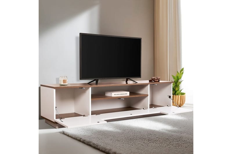 Meni Tv-bänk 180 cm - Vit/Brun - Möbler - Vardagsrum - Tv-möbler & mediamöbler - Tv-bänkar
