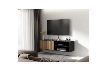 Meorati Vägghängd TV-bänk 150 cm med Förvaring i Ek - Svart - Möbler - Vardagsrum - Tv-möbler & mediamöbler - Tv-bänkar