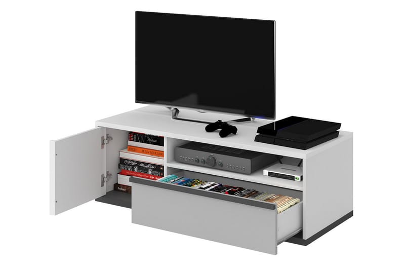 Metropolitan Tv-bänk 120x50 cm - Vit/Ljusgrå/Svart - Möbler - Vardagsrum - Tv-möbler & mediamöbler - Tv-bänkar