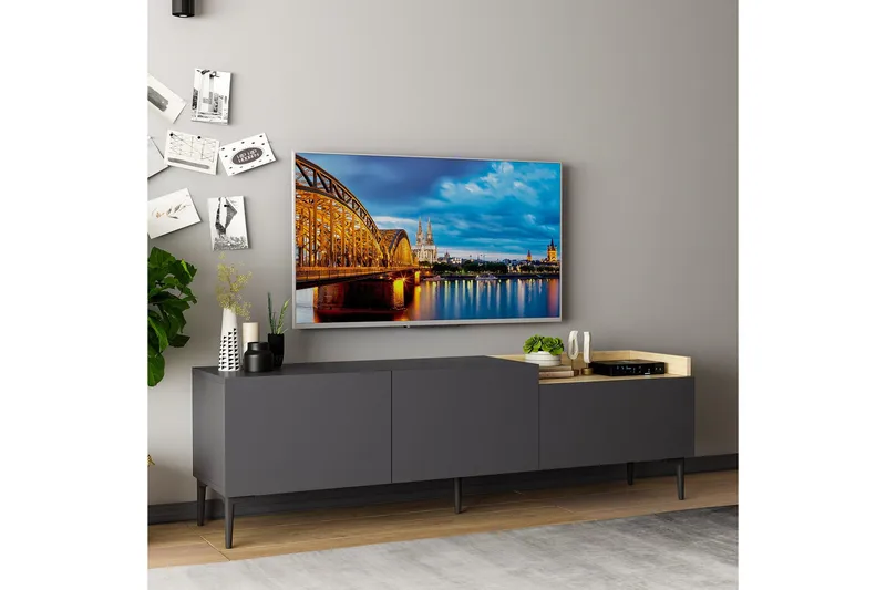Mijara Tv-bänk 160x37 cm Svart - Hanah Home - Möbler - Vardagsrum - Tv-möbler & mediamöbler - Tv-bänkar