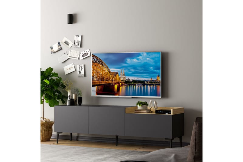 MIJARA Tv-bänk 160x37 cm Svart - Möbler - Vardagsrum - Tv-möbler & mediamöbler - Tv-bänkar