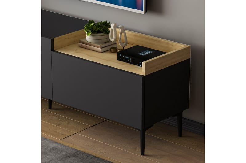 MIJARA Tv-bänk 160x37 cm Svart - Möbler - Vardagsrum - Tv-möbler & mediamöbler - Tv-bänkar