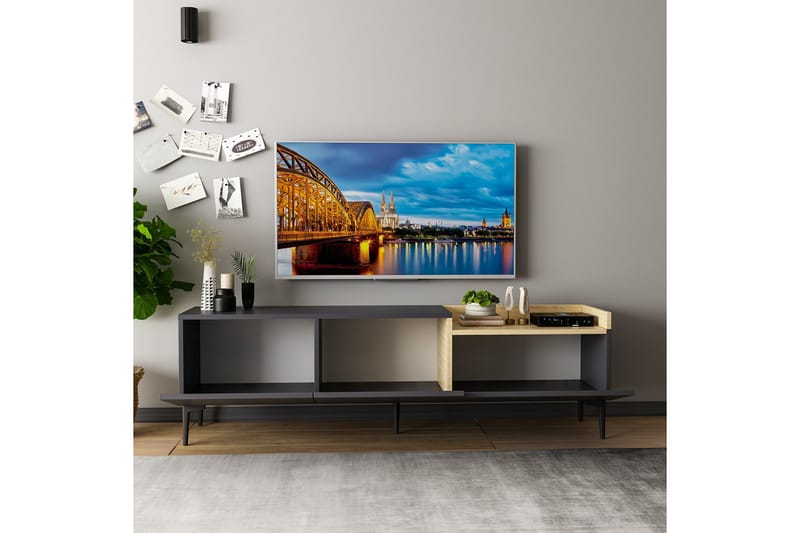 MIJARA Tv-bänk 160x37 cm Svart - Möbler - Vardagsrum - Tv-möbler & mediamöbler - Tv-bänkar
