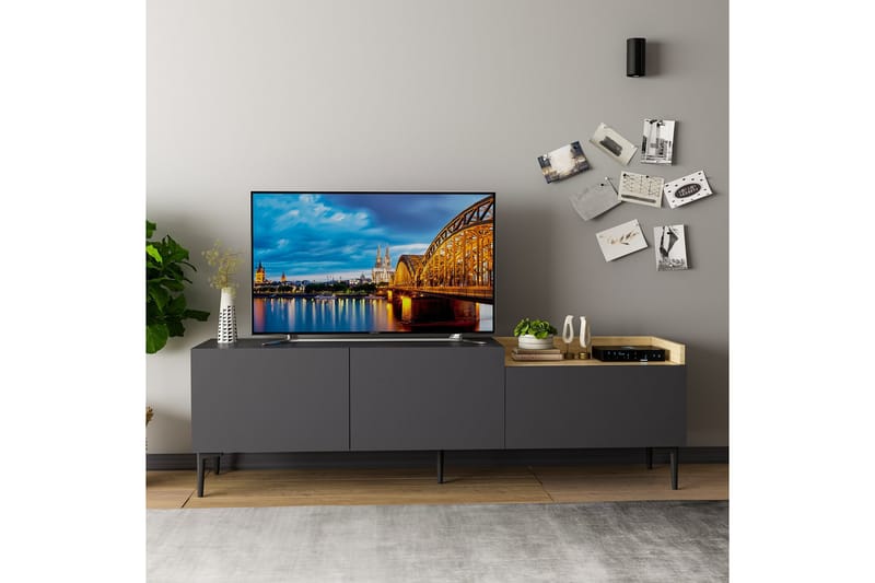 MIJARA Tv-bänk 160x37 cm Svart - Möbler - Vardagsrum - Tv-möbler & mediamöbler - Tv-bänkar