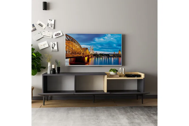 Mijara Tv-bänk 160x37 cm Svart - Hanah Home - Möbler - Vardagsrum - Tv-möbler & mediamöbler - Tv-bänkar