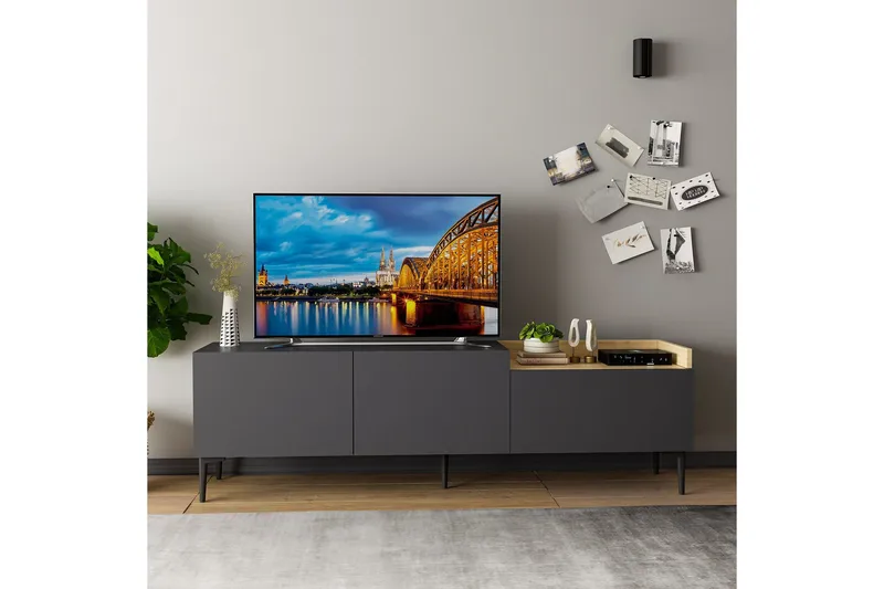 Mijara Tv-bänk 160x37 cm Svart - Hanah Home - Möbler - Vardagsrum - Tv-möbler & mediamöbler - Tv-bänkar