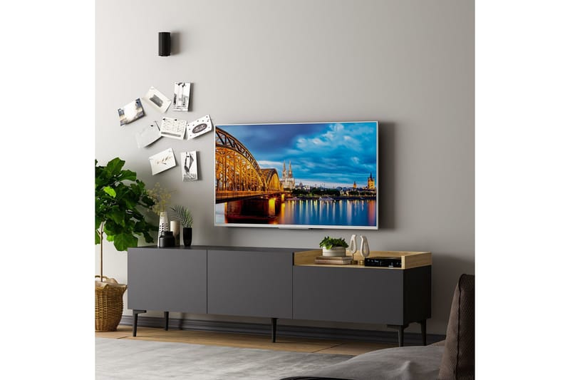 Mijara Tv-bänk 160x37 cm Svart - Hanah Home - Möbler - Vardagsrum - Tv-möbler & mediamöbler - Tv-bänkar